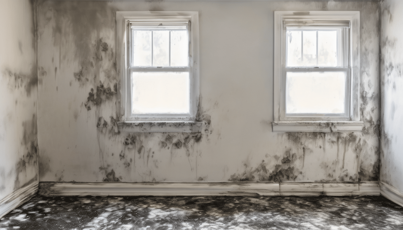 Mold Remediation Protocols for Water-Damaged Rental Units - Descriptive image showing a professional mold remediation team working on a water-damaged wall.