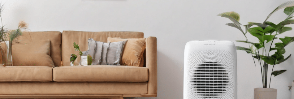 Air Purifiers vs Dehumidifiers for Mould Control - side-by-side comparison of both devices in a Dubai villa interior showing humidity and spore data