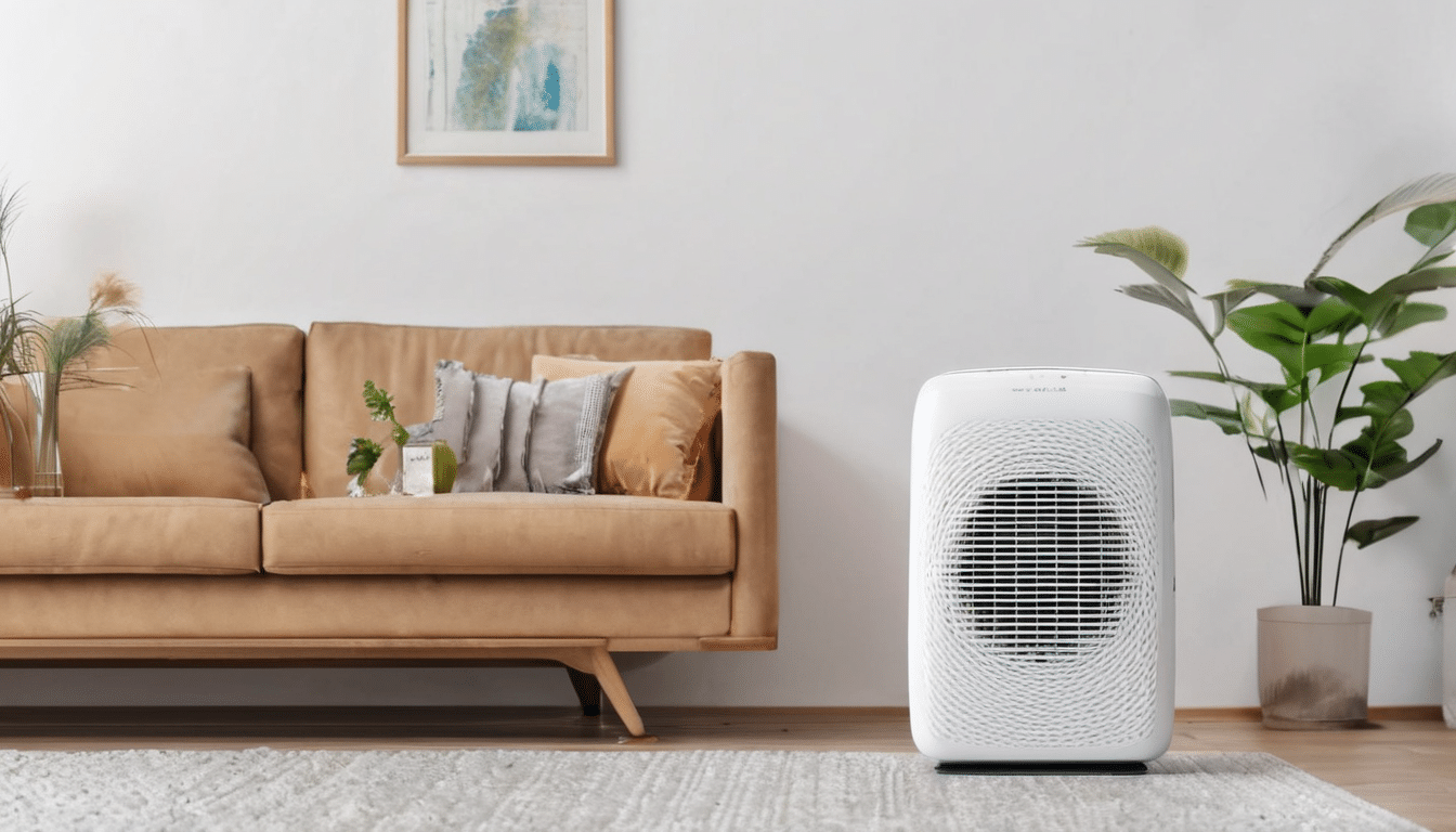 Air Purifiers vs Dehumidifiers for Mould Control - side-by-side comparison of both devices in a Dubai villa interior showing humidity and spore data