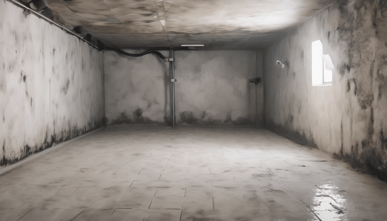 Basement Mold Removal Cost Dubai Complete Guide - Professional technician in protective gear inspecting basement mold contamination with moisture detection equipment