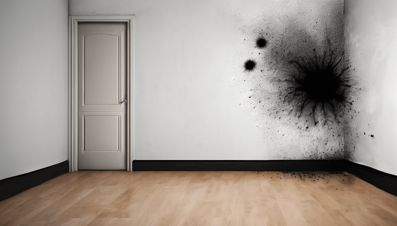 Black mold health risks for apartment residents in UAE - dark mold growth on bathroom wall showing health hazards