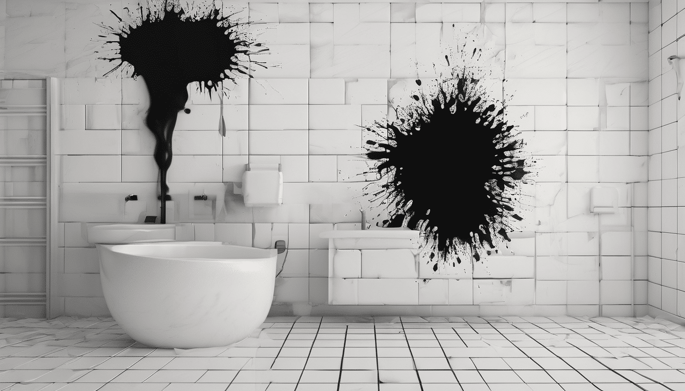 Black Mold in Bathroom Removal and Price in the UAE 2026 - professional mold assessment and tile removal in a Dubai apartment bathroom showing dark grout colonisation