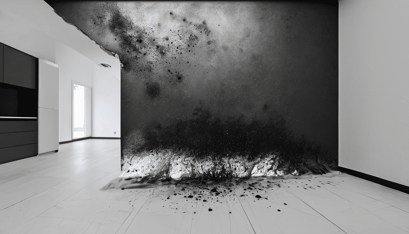 Black Mold Removal from AC Systems Dubai Villas - IAC2 certified specialist inspecting contaminated villa fan coil unit with borescope