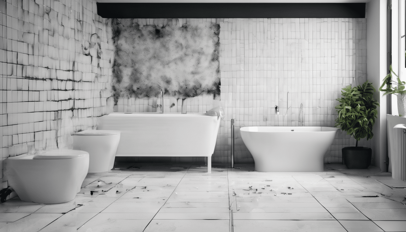 Black Mold Symptoms in Bathrooms: Health Risks UAE - dark mould growth on bathroom ceiling tiles in a Dubai apartment