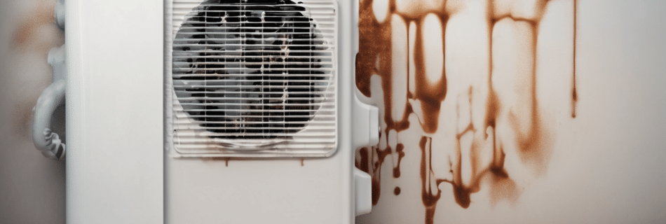 How Long Landlords Have to Fix AC Leak Mold Problems - Dubai apartment showing AC unit leak with water damage and early mold growth on ceiling