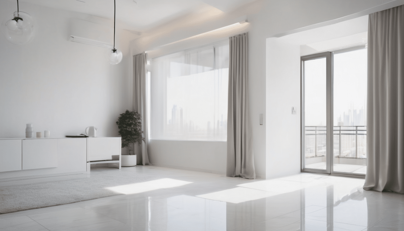 HVAC Humidity Control in Dubai Gate Apartments - thermal imaging of exterior bathroom wall showing cold spots and condensation risk zones in JLT tower