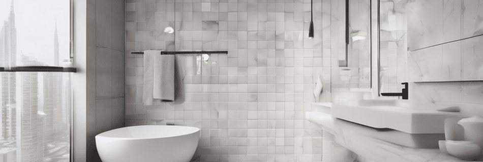 Mold Behind Bathroom Tiles Dubai High-Rise - condensation and mould growth on exterior bathroom wall in a JLT apartment building