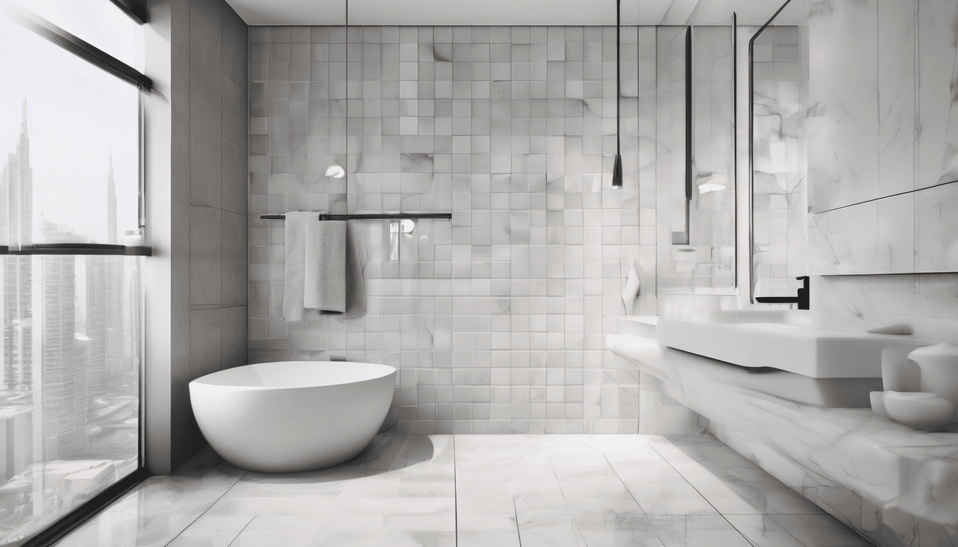 Mold Behind Bathroom Tiles Dubai High-Rise - condensation and mould growth on exterior bathroom wall in a JLT apartment building