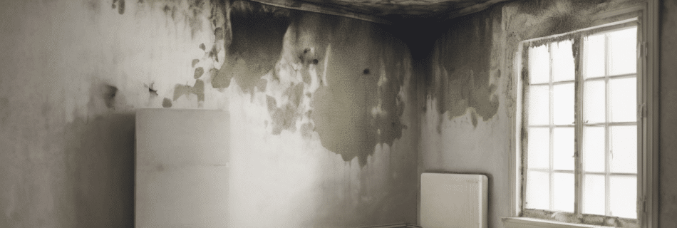 Mold Health Risks from AC Leaks Landlord Liability Guide - Professional inspection of AC unit leak causing wall mold in Dubai apartment