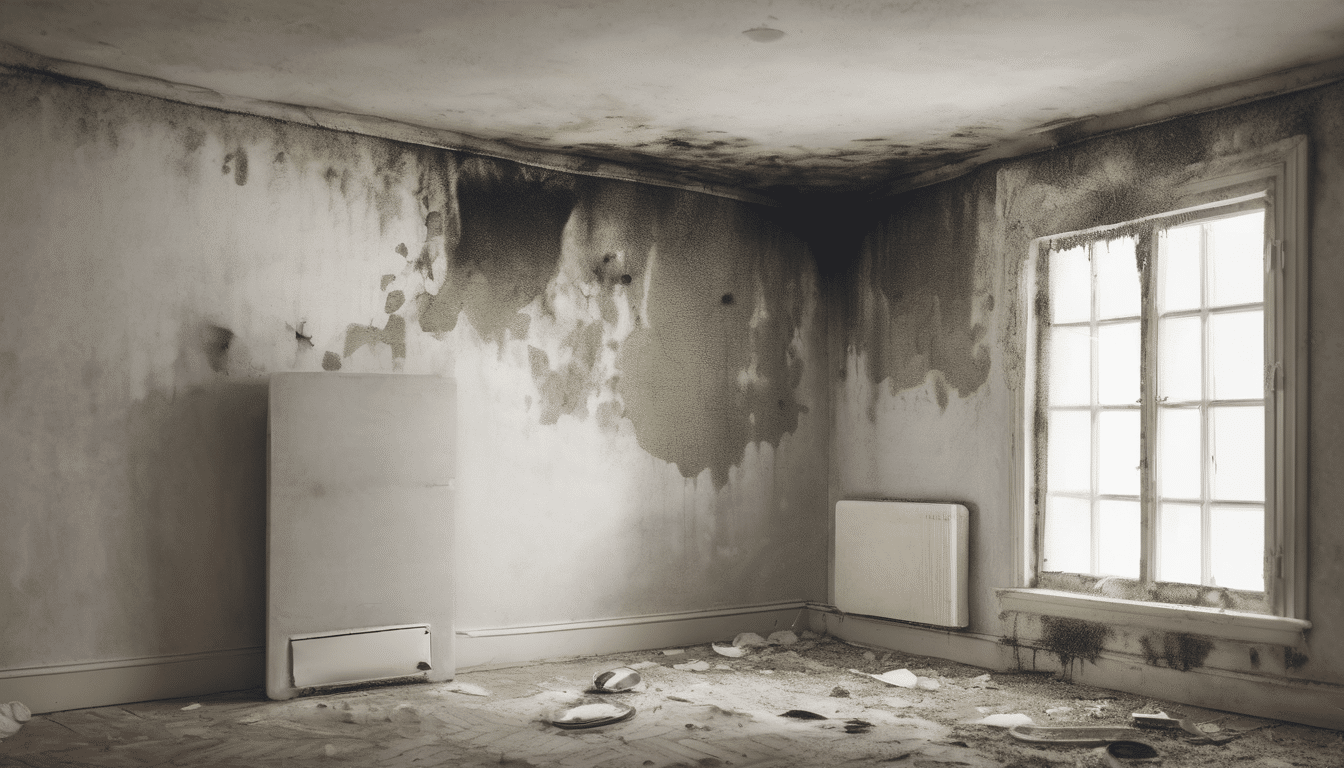 Mold Health Risks from AC Leaks Landlord Liability Guide - Professional inspection of AC unit leak causing wall mold in Dubai apartment