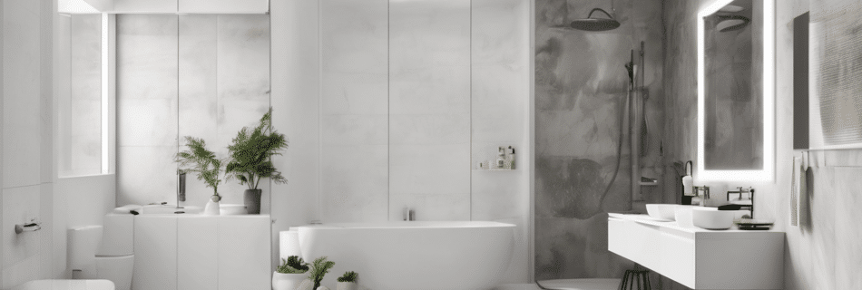 Mold Testing Bathroom Walls Dubai Cluster Q - professional inspector using thermal imaging and moisture metre on exterior bathroom wall in Dubai high-rise apartment