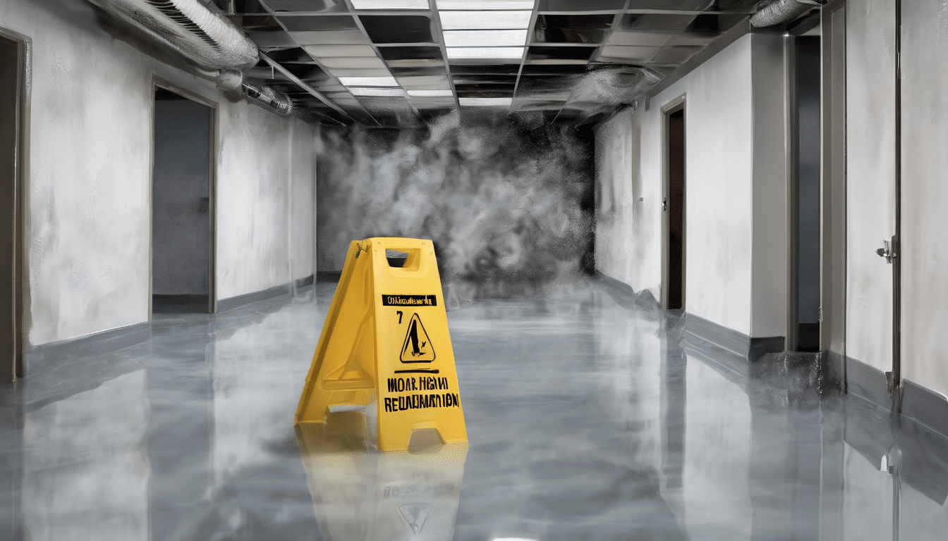 OSHA mold prevention and mold remediation training course - professional inspector assessing mould contamination in a Dubai commercial building with testing equipment