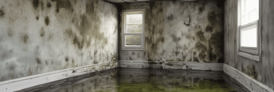 Should I test for mold after basement flooding - Professional technician conducting air sampling in flood-damaged basement