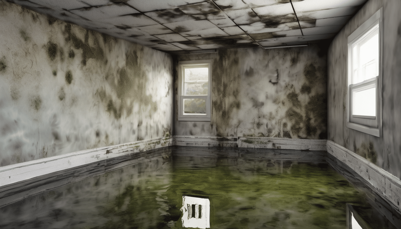 Should I test for mold after basement flooding - Professional technician conducting air sampling in flood-damaged basement