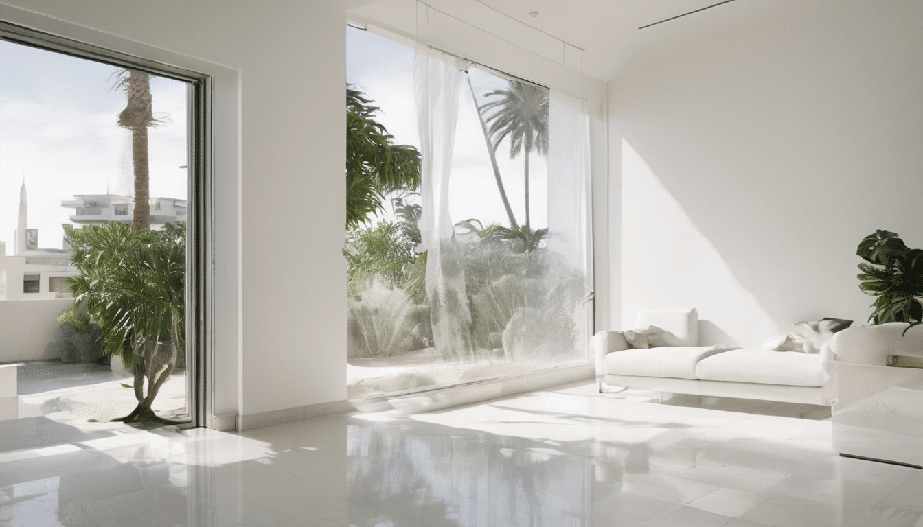 What Humidity Level Prevents Mould Growth Indoors - digital hygrometer showing 55% RH in Dubai villa interior with visible AC unit