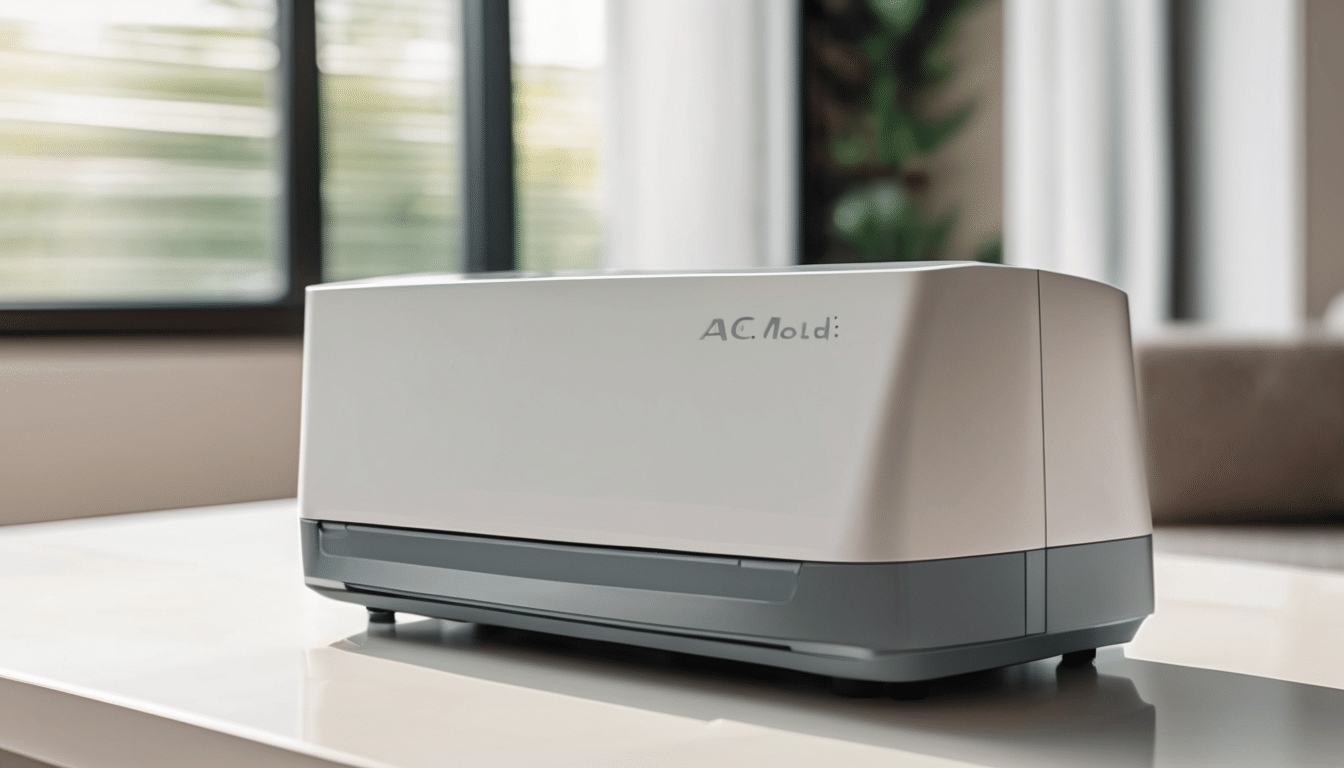 AC Mold Inspection Dubai Why HVAC Units Are Tested First - IAC2 certified inspector sampling air from Dubai apartment AC supply vent during professional mould investigation