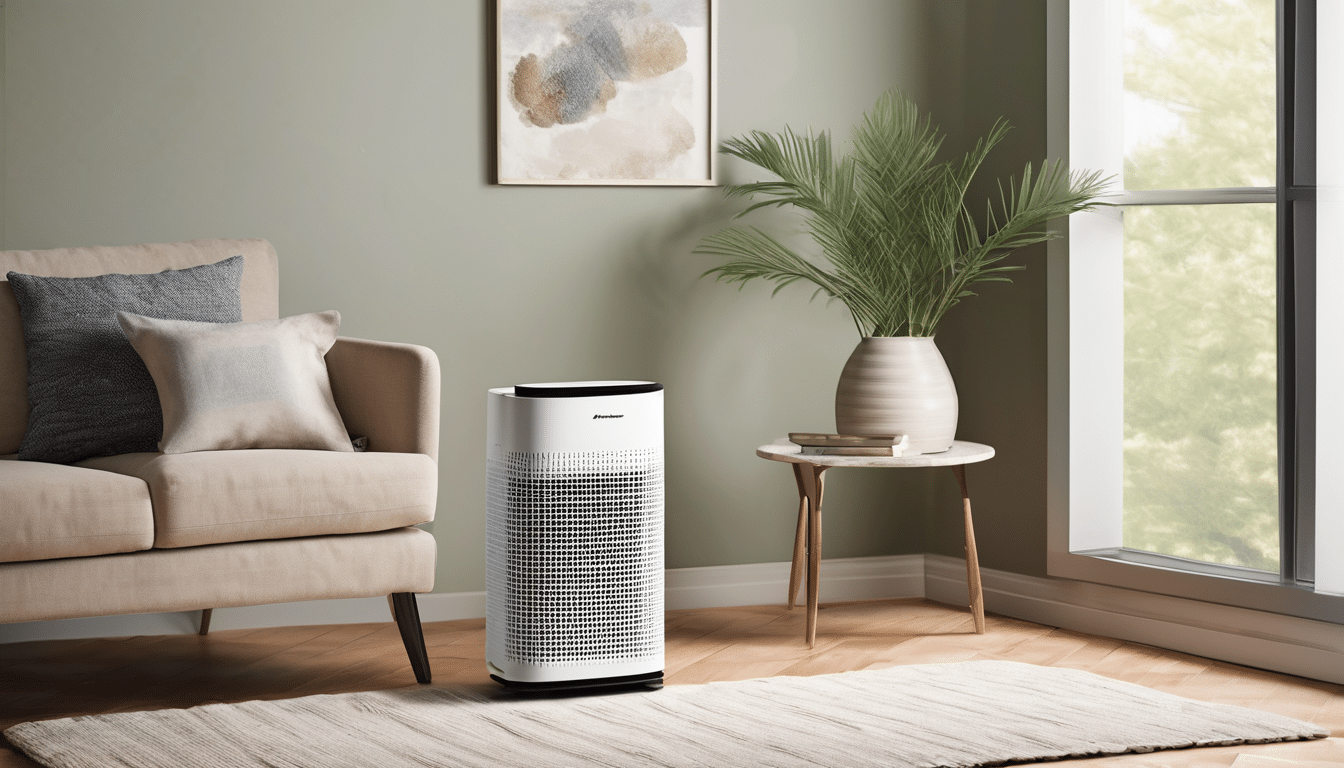 Air Purifier Maintenance to Prevent Filter Mold Growth - technician replacing HEPA filter in Dubai apartment with humidity monitor visible