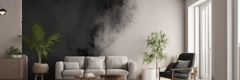 Black Mould Health Risks for UAE Families Explained - dark mould growth on wall surface in Dubai apartment with visible spore colonisation