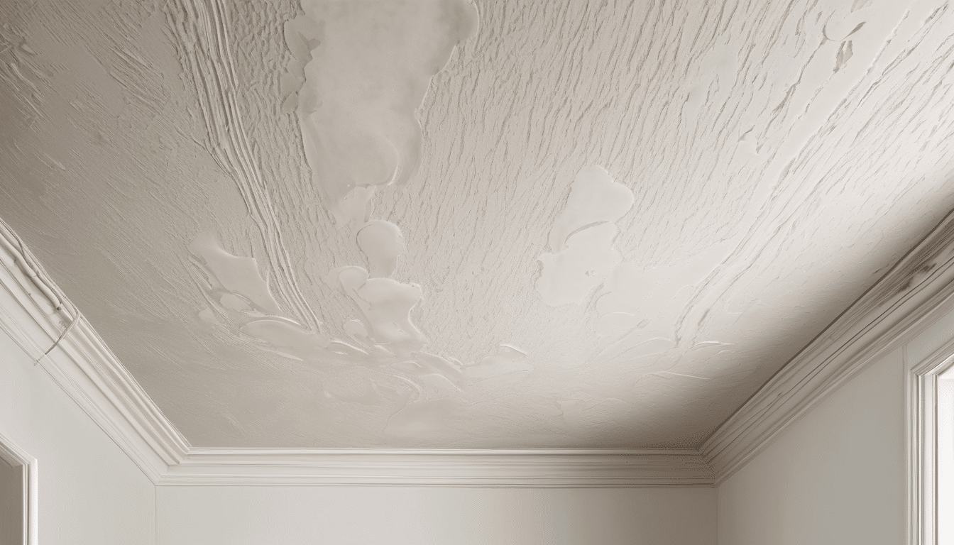 Ceiling Water Stains and Mould What They Mean - brown water stain with mould growth on white ceiling in Dubai apartment