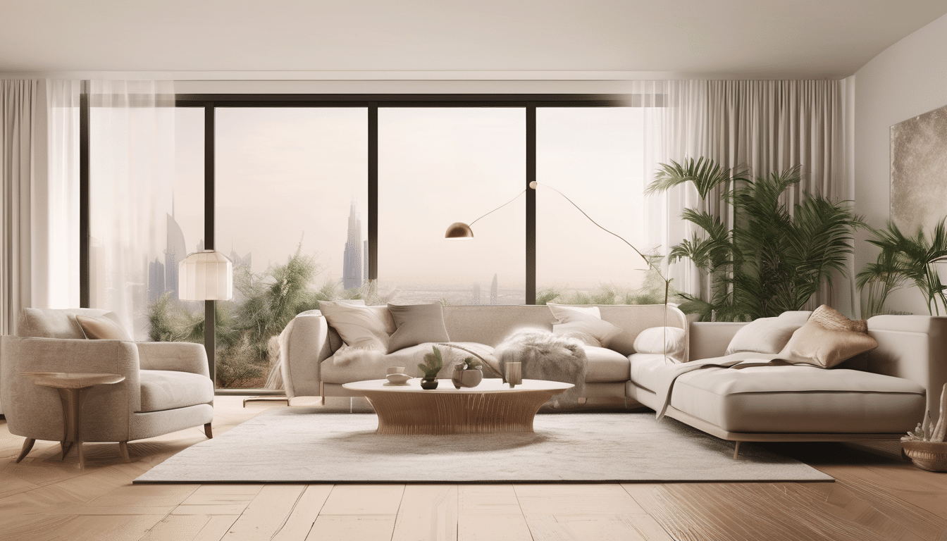 How Air Purifiers Reduce Mold Spores in Dubai Homes - HEPA air purifier operating in a Dubai villa bedroom with humidity indicator